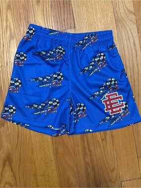 Fashion Blue Athletic Shorts with Graphic Logo